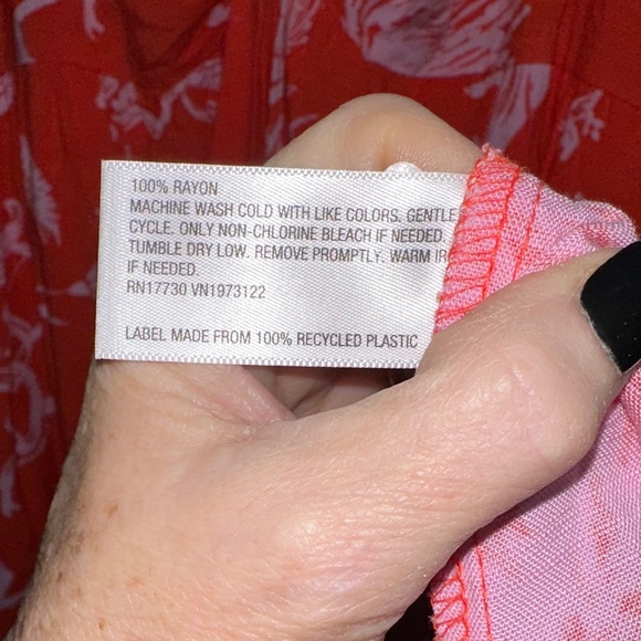 Ava & Viv Orange & Pink Floral Maxi Dress with Front Slit on Left size 2X - Picture 8 of 8